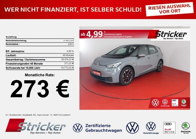 Volkswagen ID.3 1st 150/58 273,-ohne Anzahlung Navi ACC Sitzheizung Standheizung