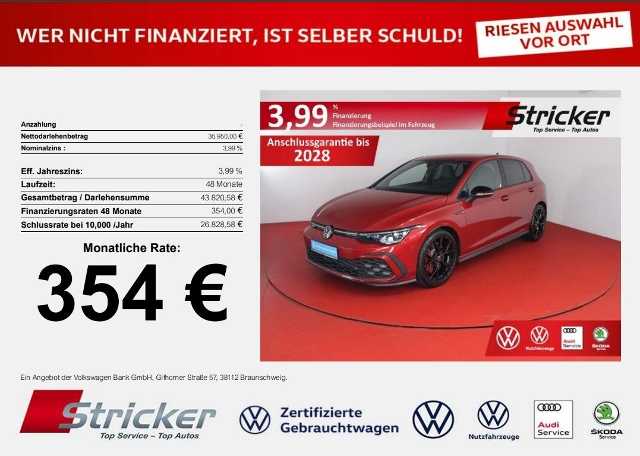 Volkswagen Golf 2.0TSI 354,-ohne Anzahlung, DSG DCC AHK Neupreis 55.630,-